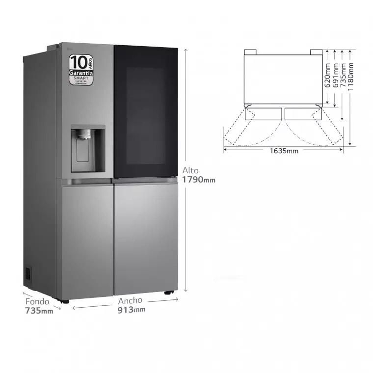 LG Frigorífico Side By side Serie 800, Instaview Door-In-Door, Inox antihuellas. D, 628 L, GSXE80PYBD.OUTLET