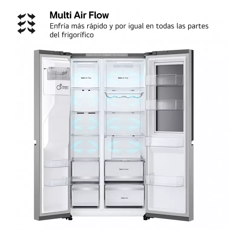 LG Frigorífico Side By side Serie 800, Instaview Door-In-Door, Inox antihuellas. D, 628 L, GSXE80PYBD.OUTLET