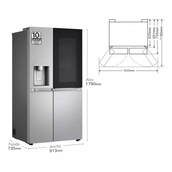 LG Outlet Frigorífico Side By side Serie 900, Instaview Door-In-Door, Acero texturizado antihuellas. D, 628 L, GSXE90MBAD.OUTLET