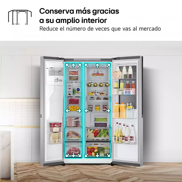 LG Outlet Frigorífico Side By side Serie 900, Instaview Door-In-Door, Acero texturizado antihuellas. D, 628 L, GSXE90MBAD.OUTLET