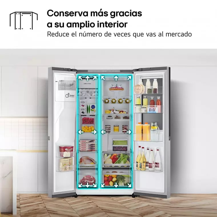 LG Frigorífico Side By side  Serie 900, Instaview Door-In-Door, con Craft Ice, Acero texturizado antihuellas.  D, 628 L, GSXE90MBDD.AMBQEUR