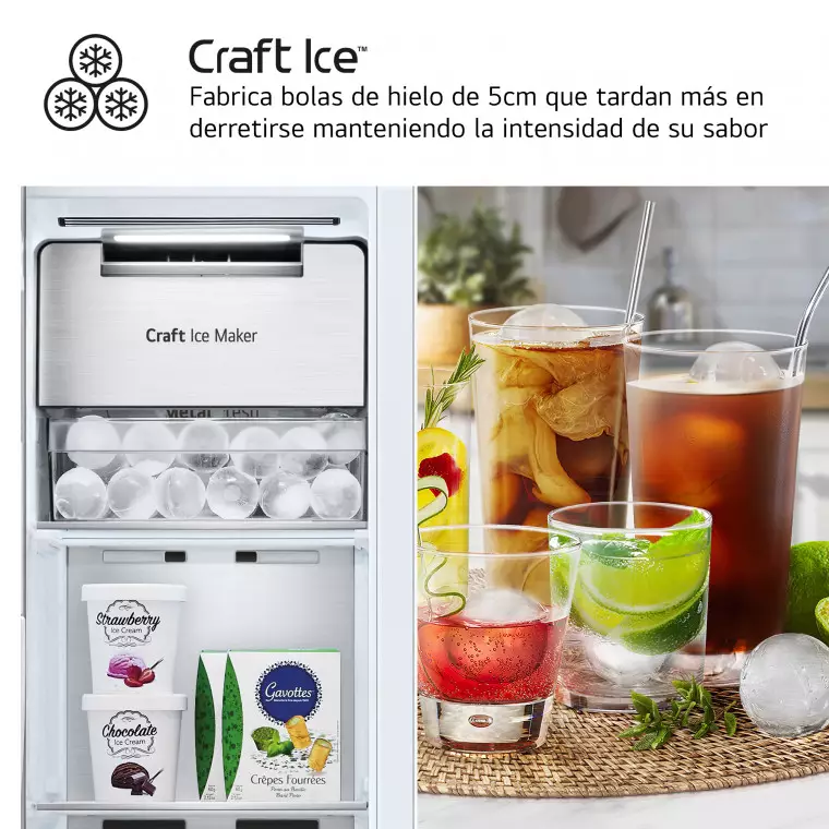 LG Frigorífico Side By side  Serie 900, Instaview Door-In-Door, con Craft Ice, Acero texturizado antihuellas.  D, 628 L, GSXE90MBDD.AMBQEUR