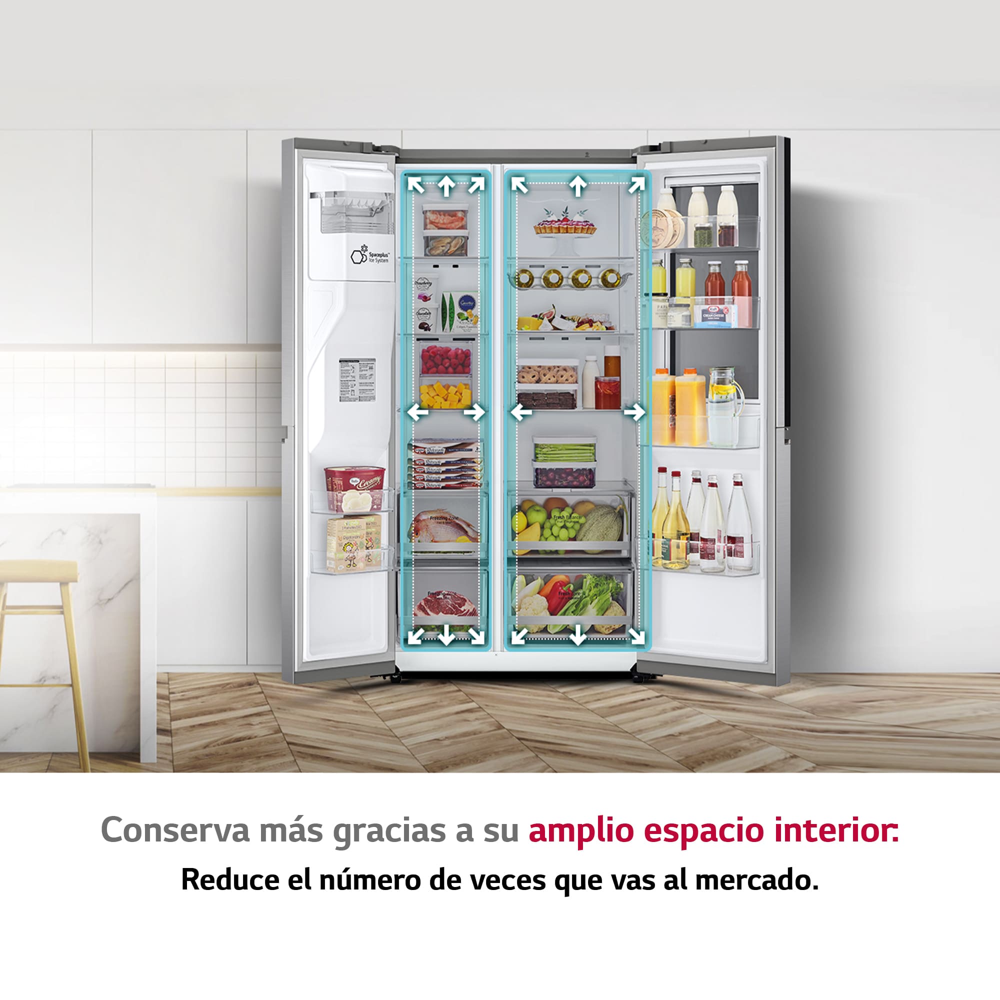 LG Frigorífico Side By side , Serie 800, Instaview Door-In-Door, Clasificación E, 635 L, GSXV80PZLE