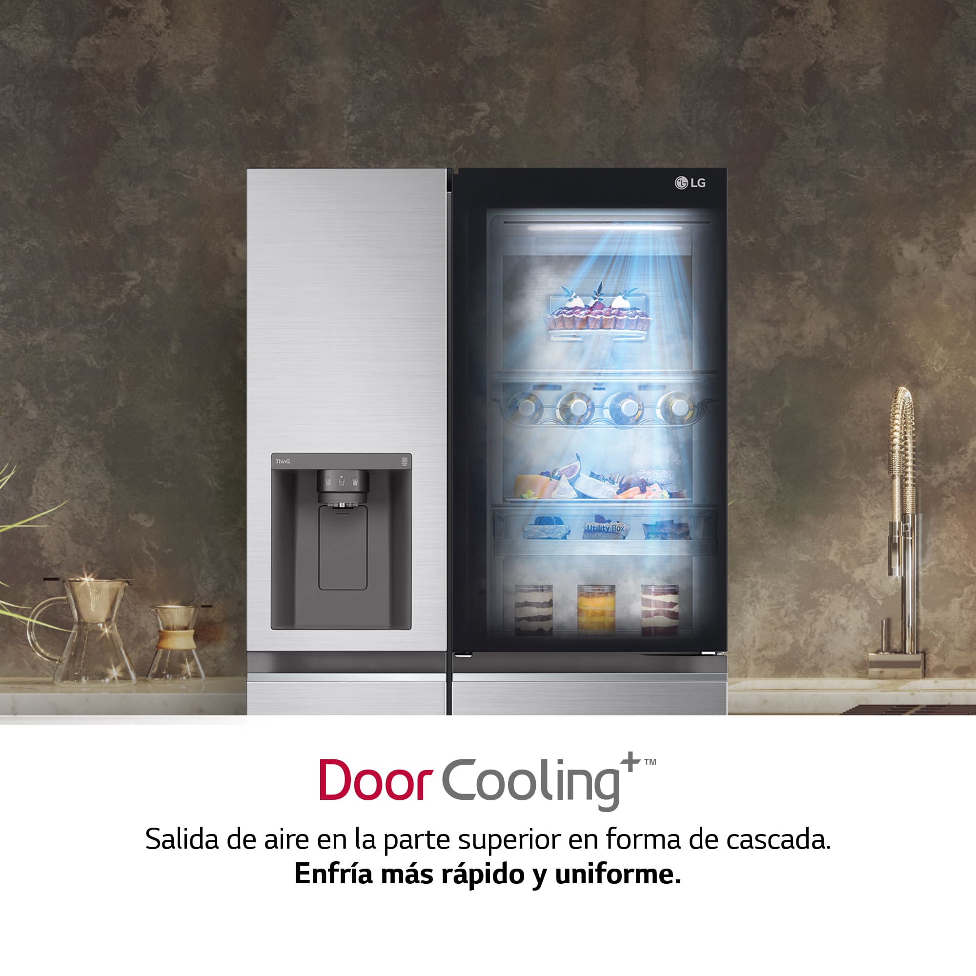 LG Frigorífico Side By side , Serie 800, Instaview Door-In-Door, Clasificación E, 635 L, GSXV80PZLE
