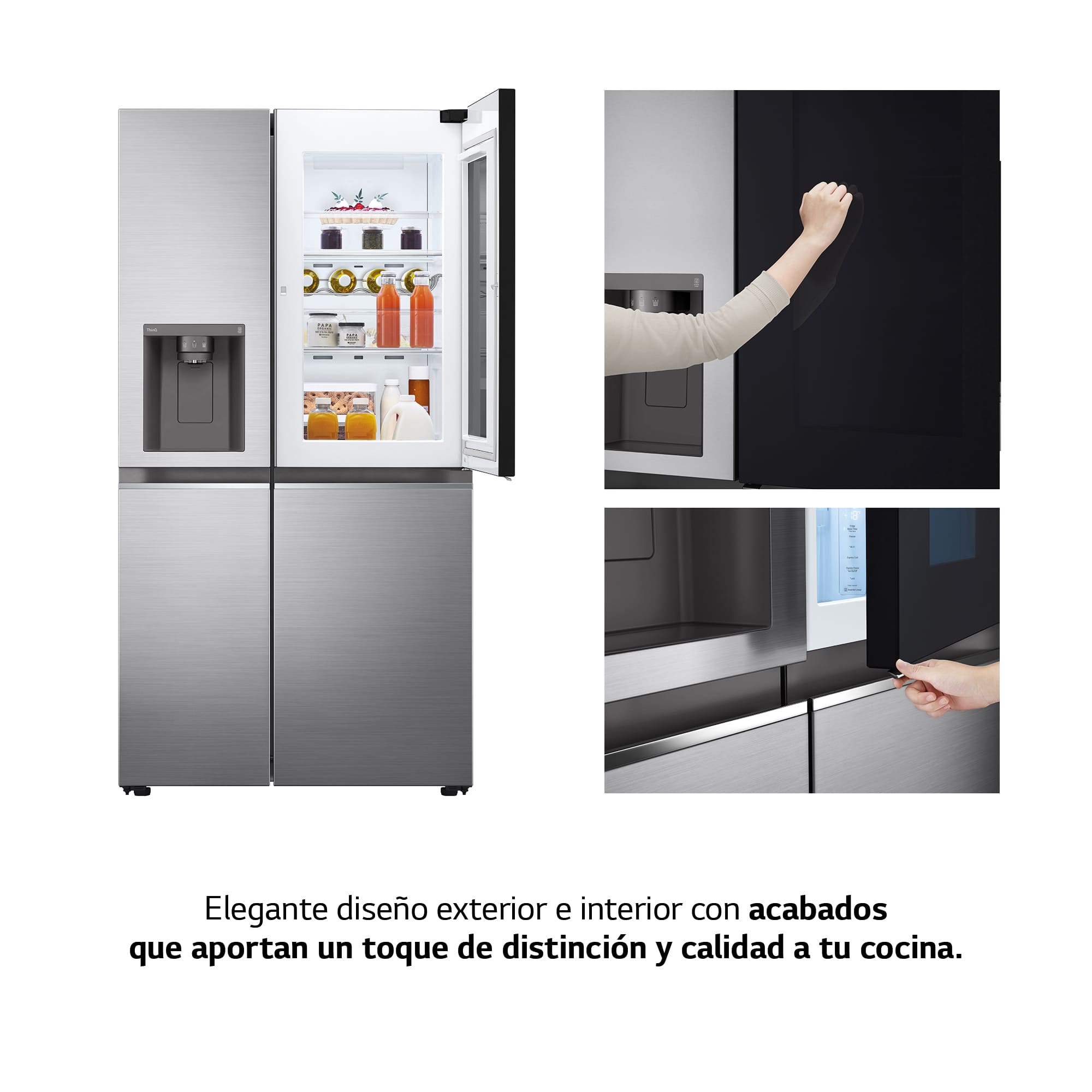 LG Frigorífico Side By side , Serie 800, Instaview Door-In-Door, Clasificación E, 635 L, GSXV80PZLE