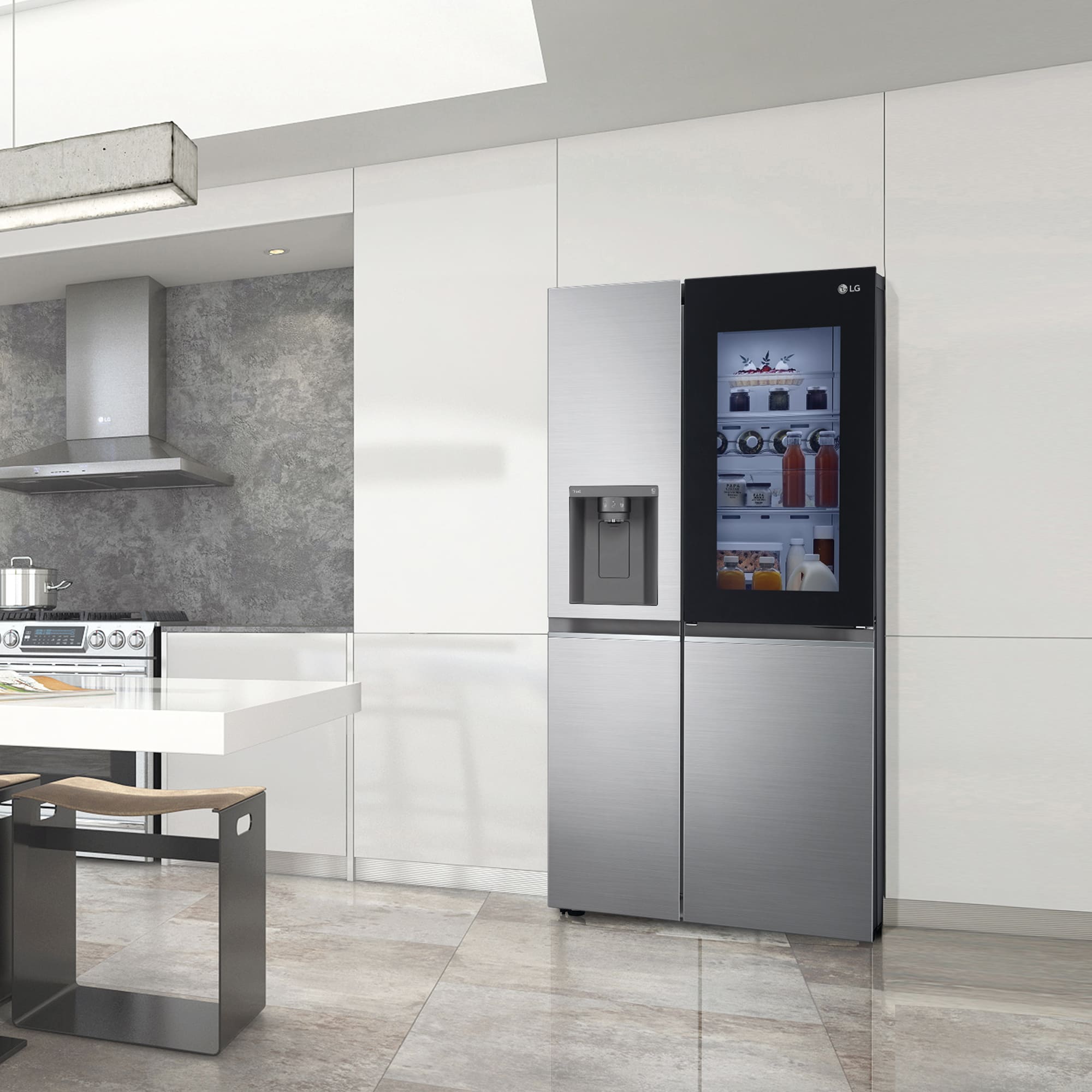 LG Frigorífico Side By side , Serie 800, Instaview Door-In-Door, Clasificación E, 635 L, GSXV80PZLE