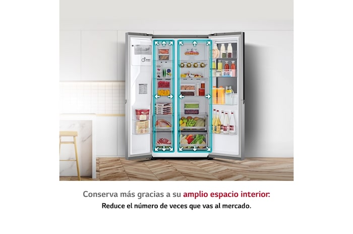 LG Frigorífico Side By side , Serie 800, Instaview Door-In-Door, Clasificación E, 635 L, GSXV80PZLE