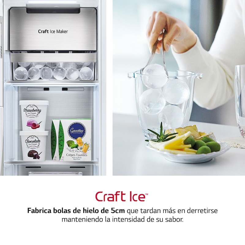 LG Frigorífico Americano Instaview Door-In-Door con Craft Ice, Clasificación E, 635 L, GSXV90BSDE