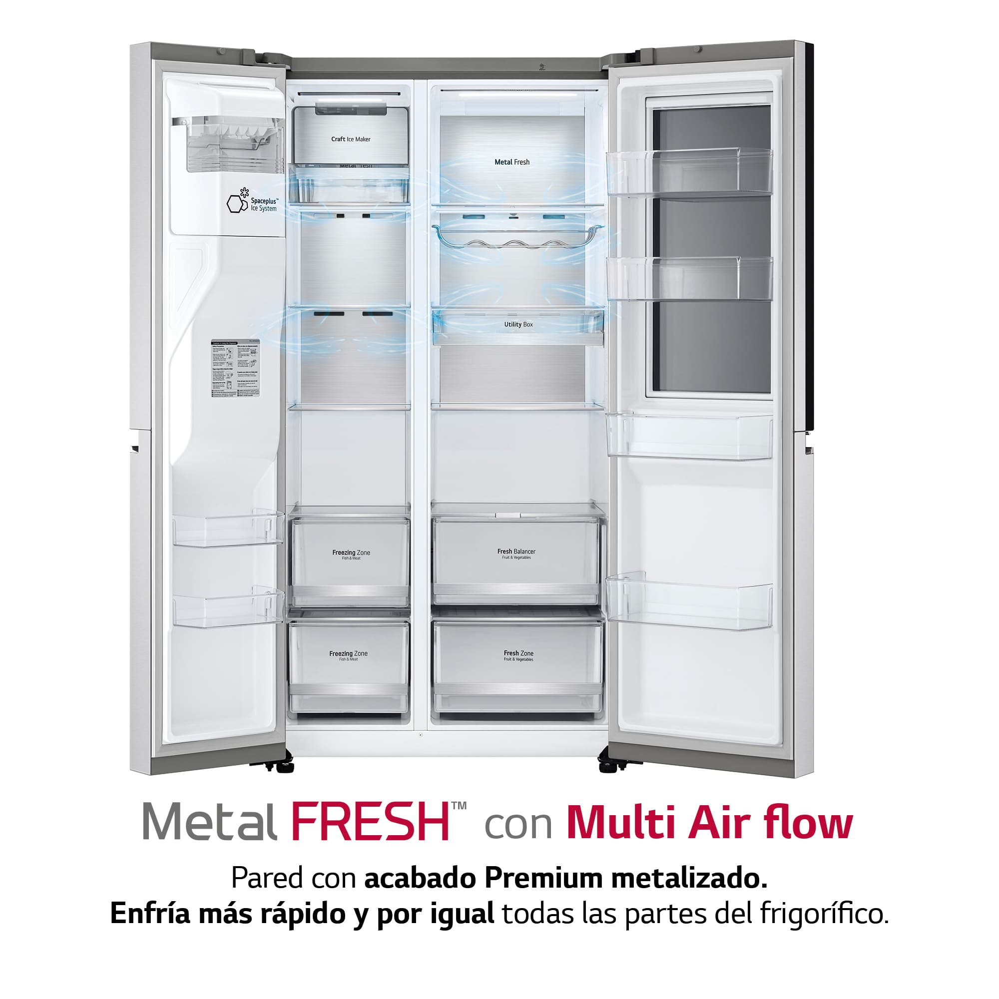 LG Frigorífico Americano Instaview Door-In-Door con Craft Ice, Clasificación E, 635 L, GSXV90BSDE