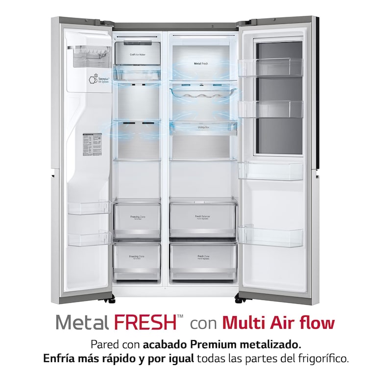 LG Frigorífico Americano Instaview Door-In-Door con Craft Ice, Clasificación E, 635 L, GSXV90BSDE