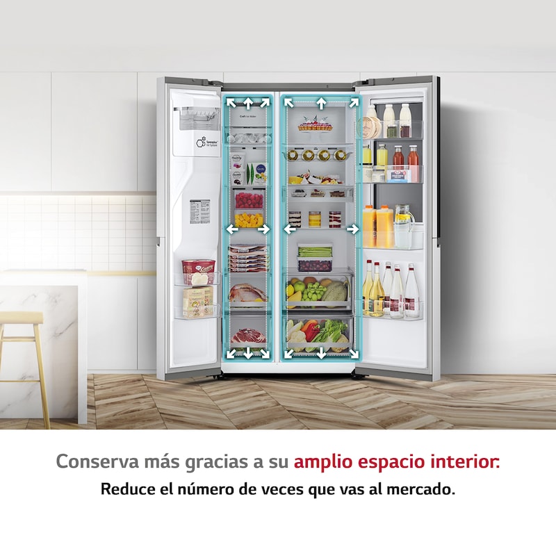 LG Frigorífico Americano Instaview Door-In-Door, Clasificación E, 635 L , GSXV90MBAE