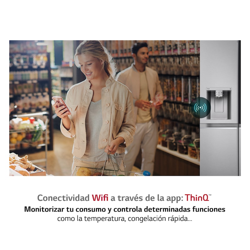 LG Frigorífico Americano Instaview Door-In-Door, Clasificación E, 635 L , GSXV90MBAE