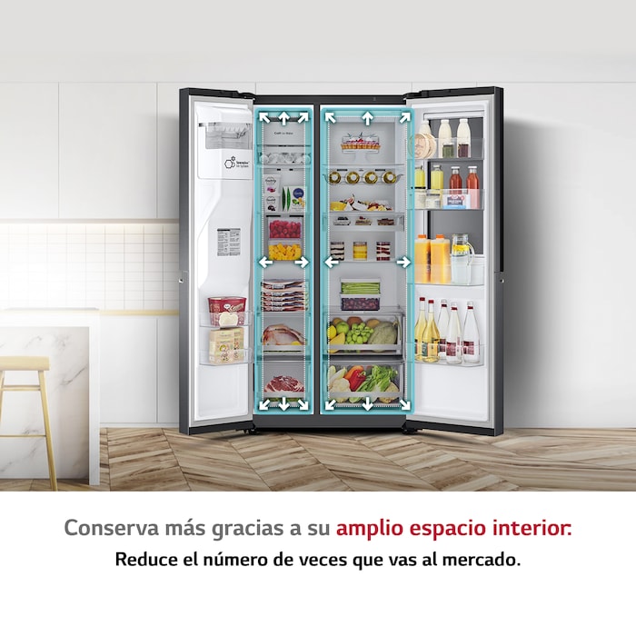 LG Frigorífico Americano Instaview™ Door-In-Door™ Craft Ice, 635L  - Negro, GSXV90MCDE