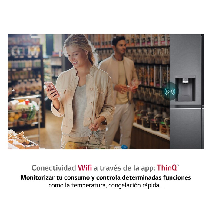 LG Frigorífico Americano Instaview™ Door-In-Door™ Craft Ice, 635L  - Negro, GSXV90MCDE