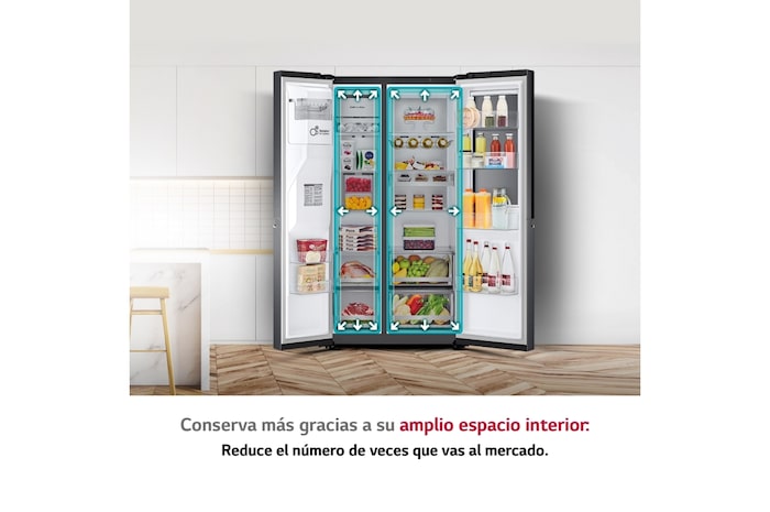 LG Frigorífico Americano Instaview™ Door-In-Door™ Craft Ice, 635L  - Negro, GSXV90MCDE