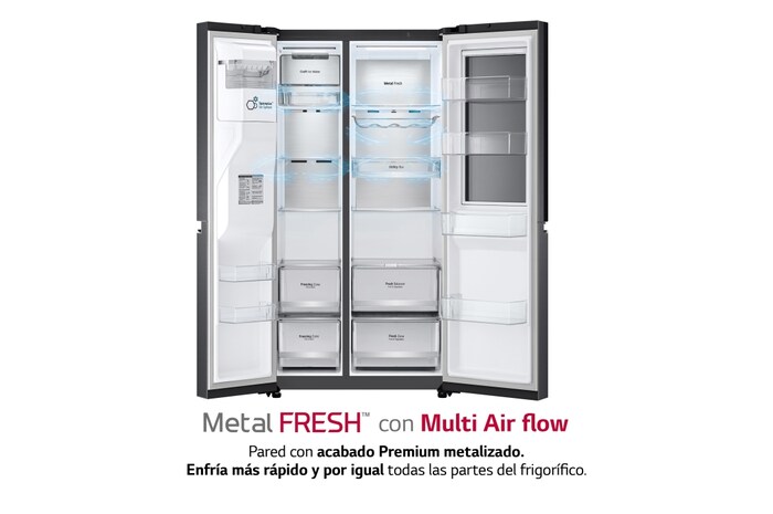 LG Frigorífico Americano Instaview™ Door-In-Door™ Craft Ice, 635L  - Negro, GSXV90MCDE