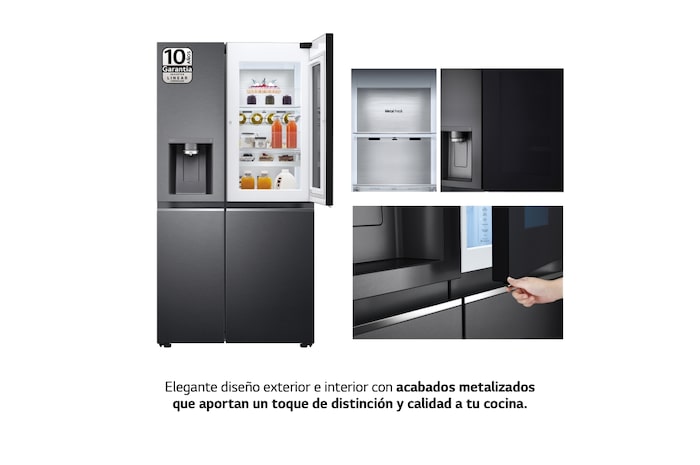 LG Frigorífico Americano Instaview™ Door-In-Door™ Craft Ice, 635L  - Negro, GSXV90MCDE