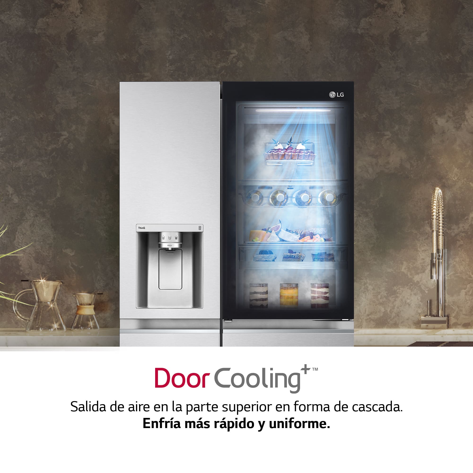 LG Frigorífico Americano Instaview™ ThinQ™, 635L, Sin Toma de Agua - Acero, GSXV91BSAE