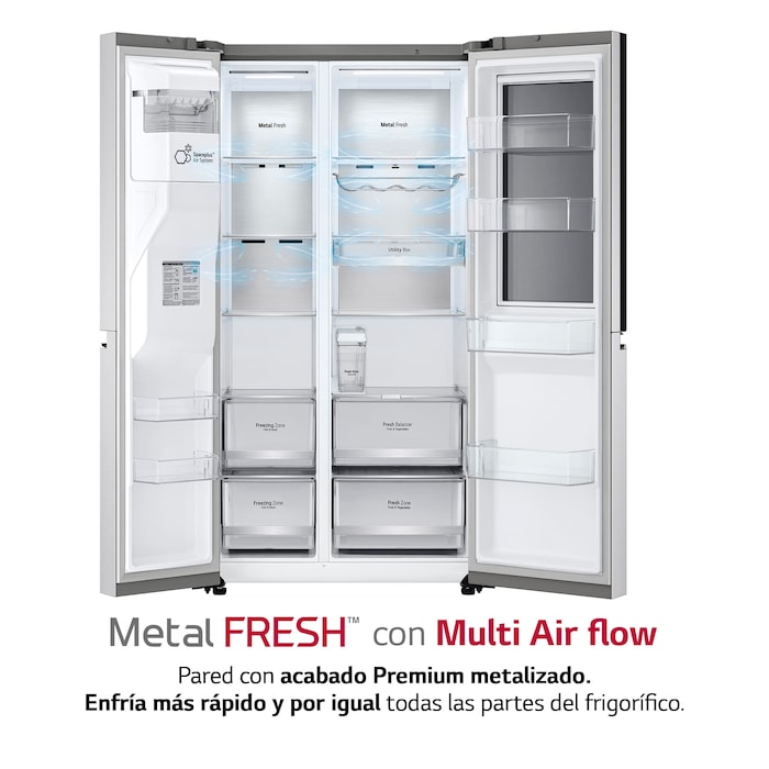 LG Frigorífico Americano Instaview™ ThinQ™, 635L, Sin Toma de Agua - Acero, GSXV91BSAE