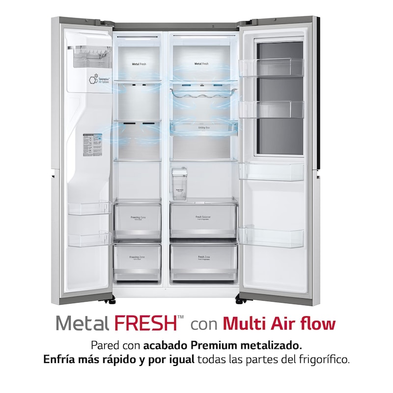 LG Frigorífico Americano Instaview™ ThinQ™, 635L, Sin Toma de Agua - Acero, GSXV91BSAE