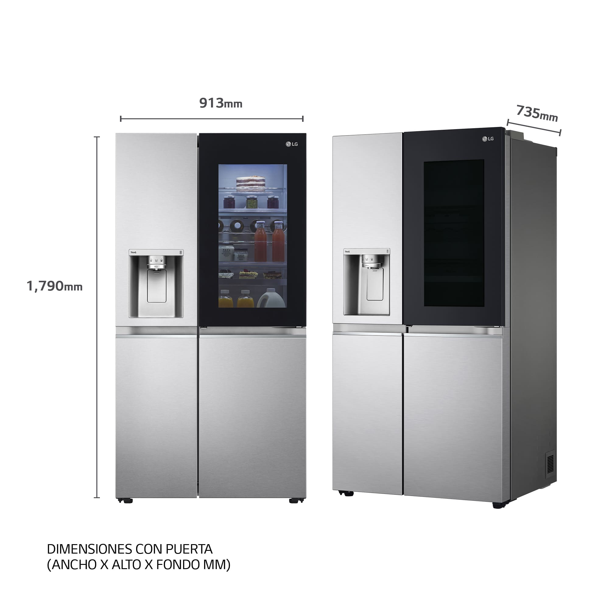 LG Frigorífico Americano Instaview™ ThinQ™, 635L, Sin Toma de Agua - Acero, GSXV91BSAE