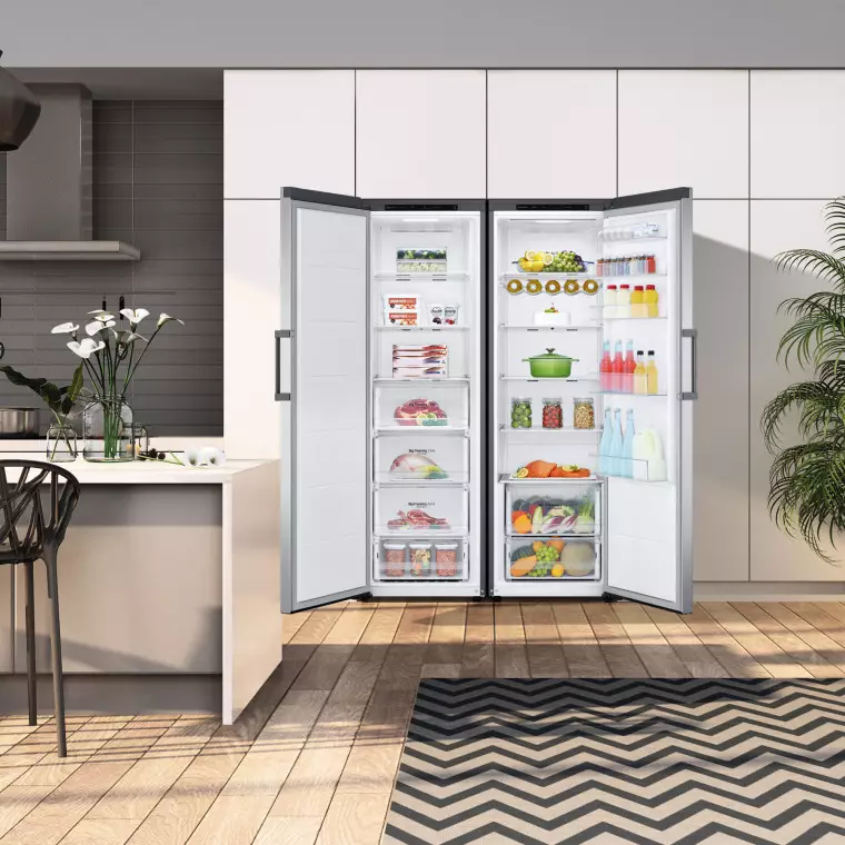 LG Set Frigorífico y congelador, 186cm, clasificación E, Inox antihuellas, GT415PZGSZ.SET