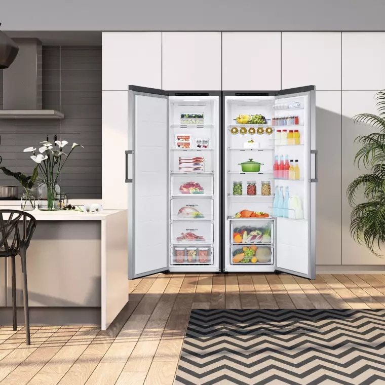 LG Set Frigorífico y congelador, 186cm, clasificación E, Inox antihuellas, GT415PZGSZ.SET
