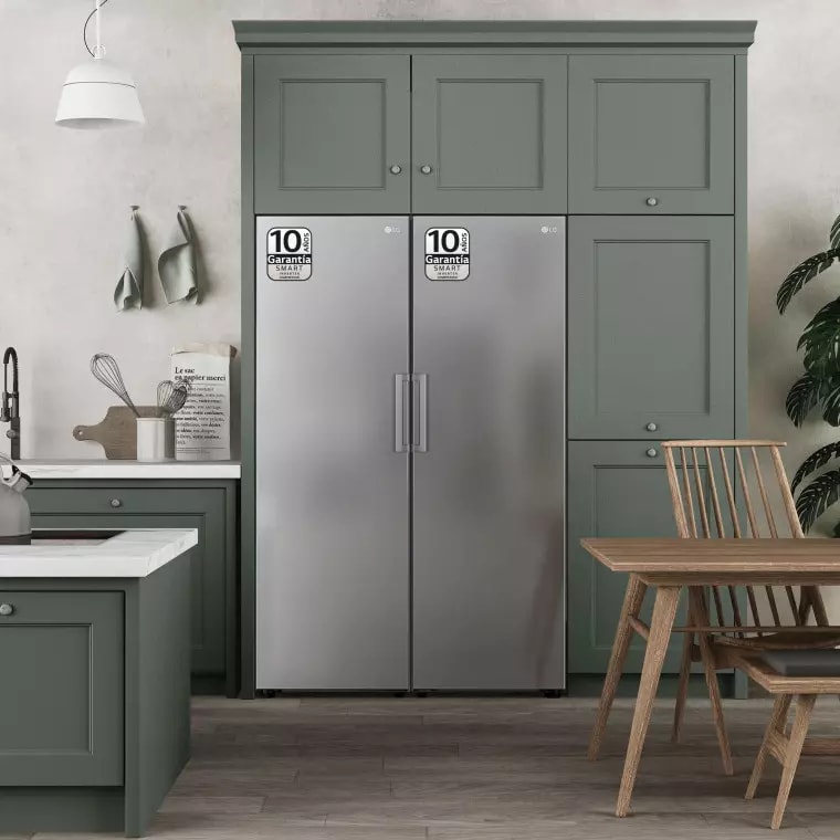 LG Set Frigorífico y congelador, 186cm, clasificación E, Inox antihuellas, GT415PZGSZ.SET
