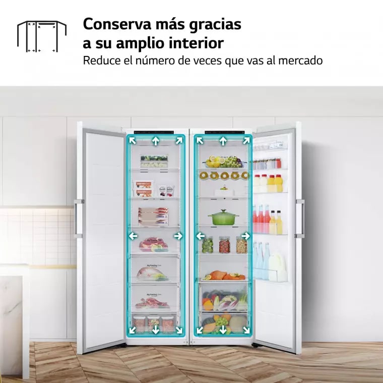 LG Set Frigorífico y congelador, 186cm, clasificación E, Blanco, GT415SWGSZ.SET