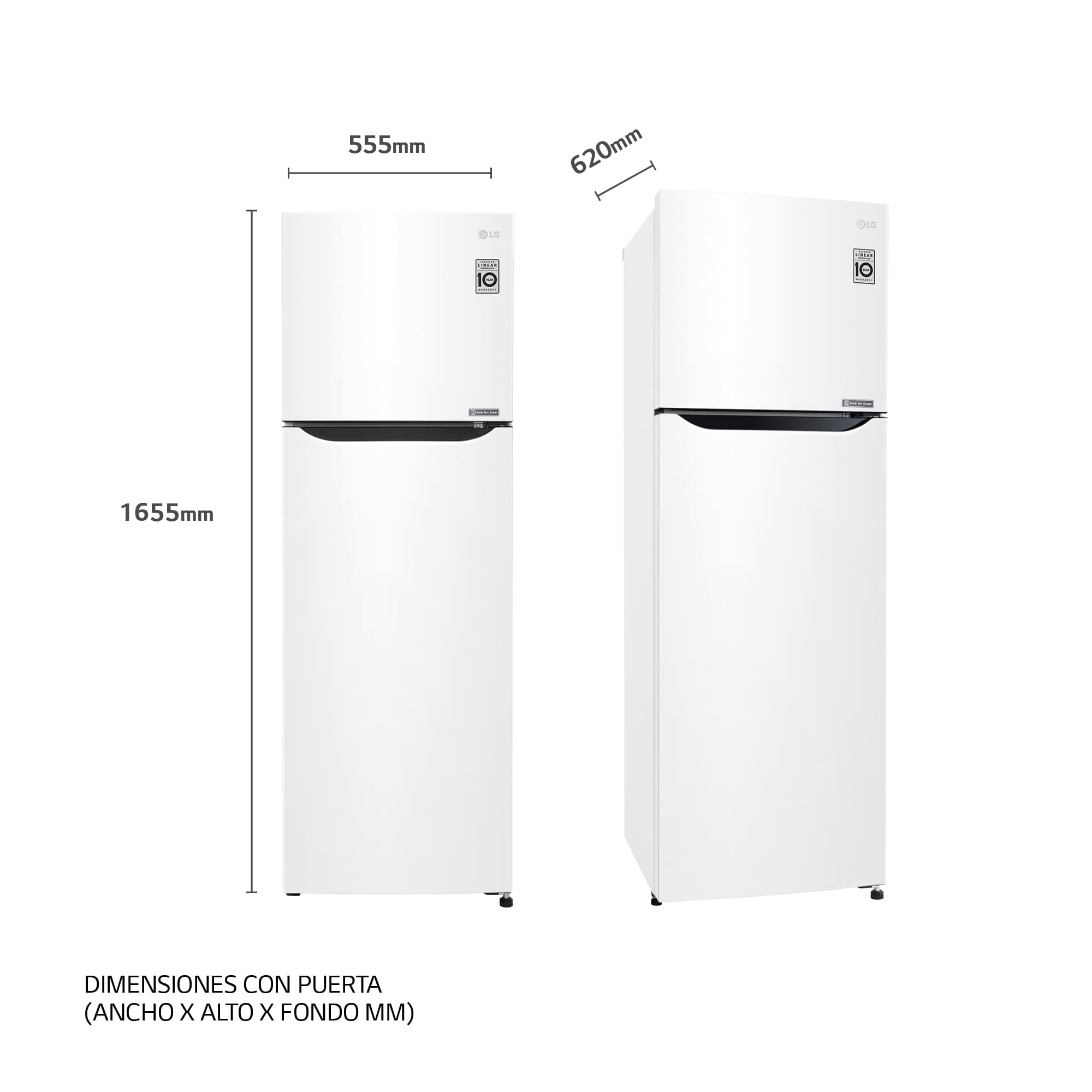LG Frigorífico Dos Puertas, Clasificación F, Door Cooling, Total No Frost, Blanco, GTB362SHCMD