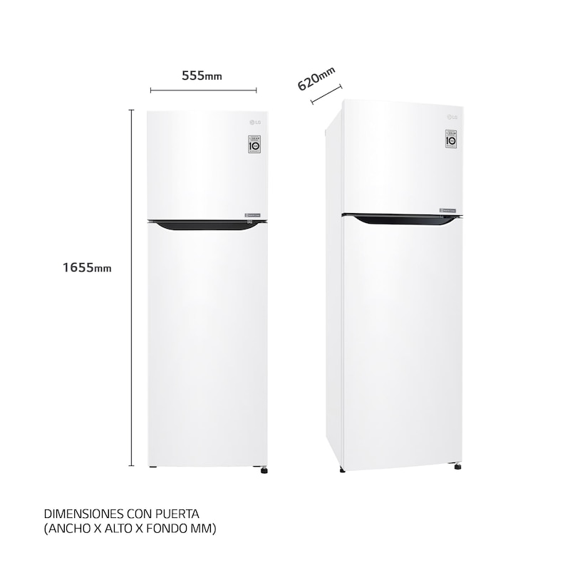 LG Frigorífico Dos Puertas, Clasificación F, Door Cooling, Total No Frost, Blanco, GTB362SHCMD
