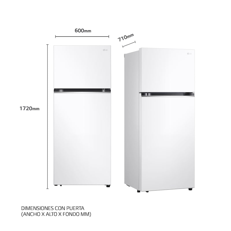LG Frigorífico Dos Puertas, Clasificación energética E, Linear Cooling, Door Cooling, Total No Frost, Blanco, GTBV38SWGKD