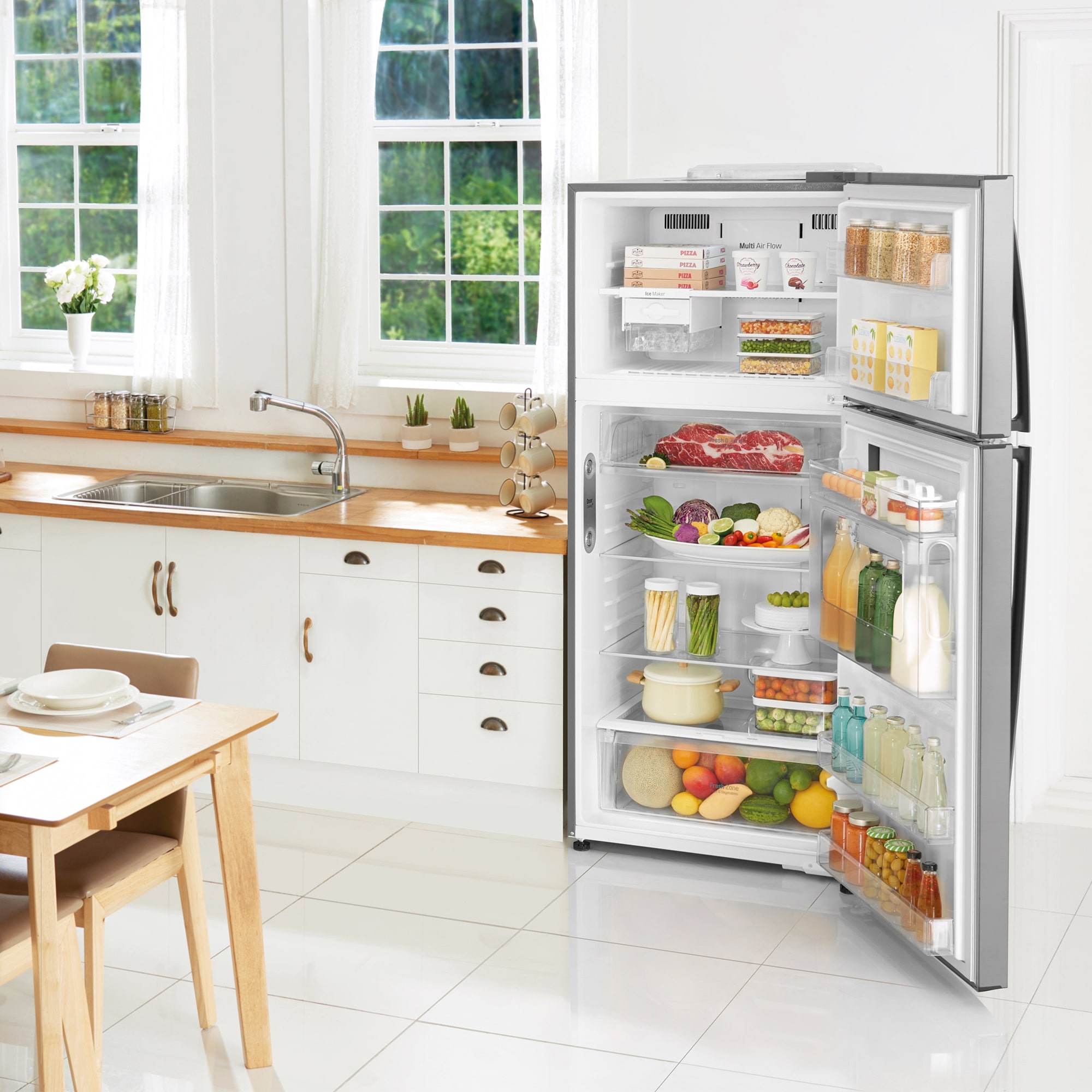 LG Frigorífico Dos Puertas, Clasificación E, Door Cooling+, Total No Frost, Inox antihuellas, GTF916PZPYD