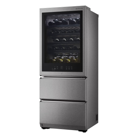 Vista frontal de Outlet Vinoteca Gourmet SIGNATURE (1,79m, capacidad para 65 botellas, Acero Inoxidable Premium Texturizado), E LSR200W.OUTLET