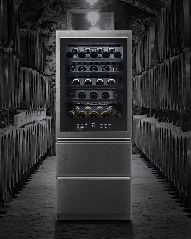 La Vinoteca Gourmet LG SIGNATURE está diseñada para recrear las condiciones de las cuevas de vino tradicionales.
