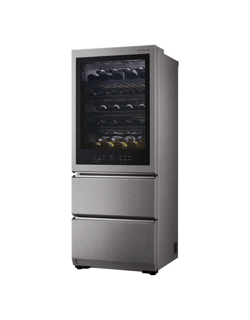 Vista frontal de Outlet Vinoteca Gourmet SIGNATURE (1,79m, capacidad para 65 botellas, Acero Inoxidable Premium Texturizado), E LSR200W.OUTLET