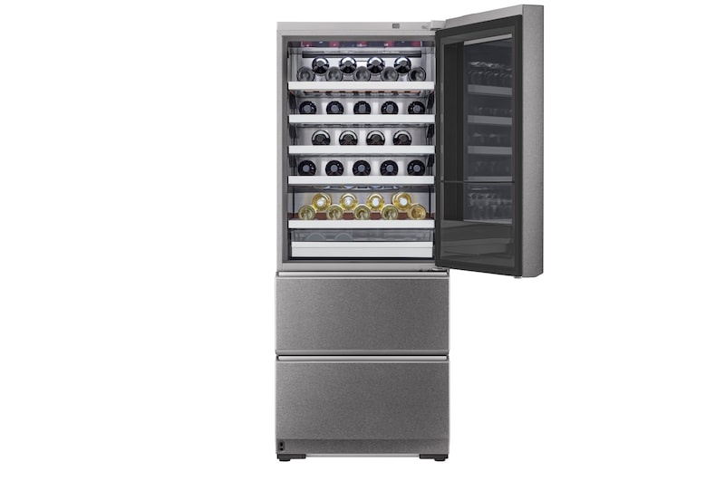 LG Vinoteca Gourmet SIGNATURE (1,79m, capacidad para 65 botellas, Acero Inoxidable Premium Texturizado), E, LSR200W