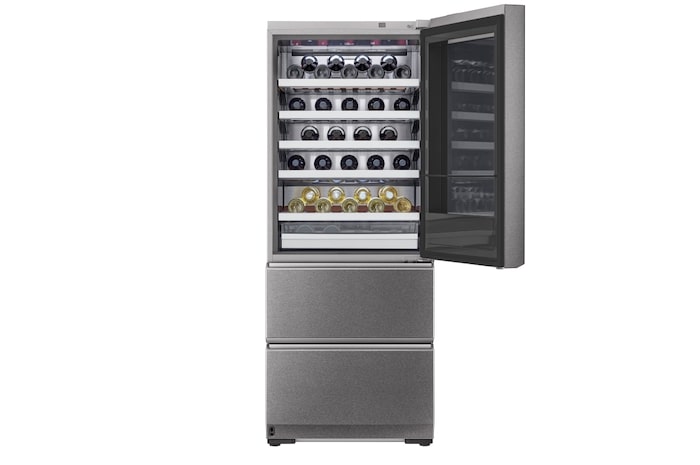 LG Vinoteca Gourmet SIGNATURE (1,79m, capacidad para 65 botellas, Acero Inoxidable Premium Texturizado), E, LSR200W