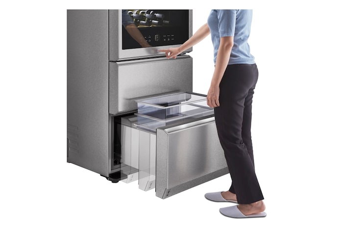 LG Vinoteca Gourmet SIGNATURE (1,79m, capacidad para 65 botellas, Acero Inoxidable Premium Texturizado), E, LSR200W
