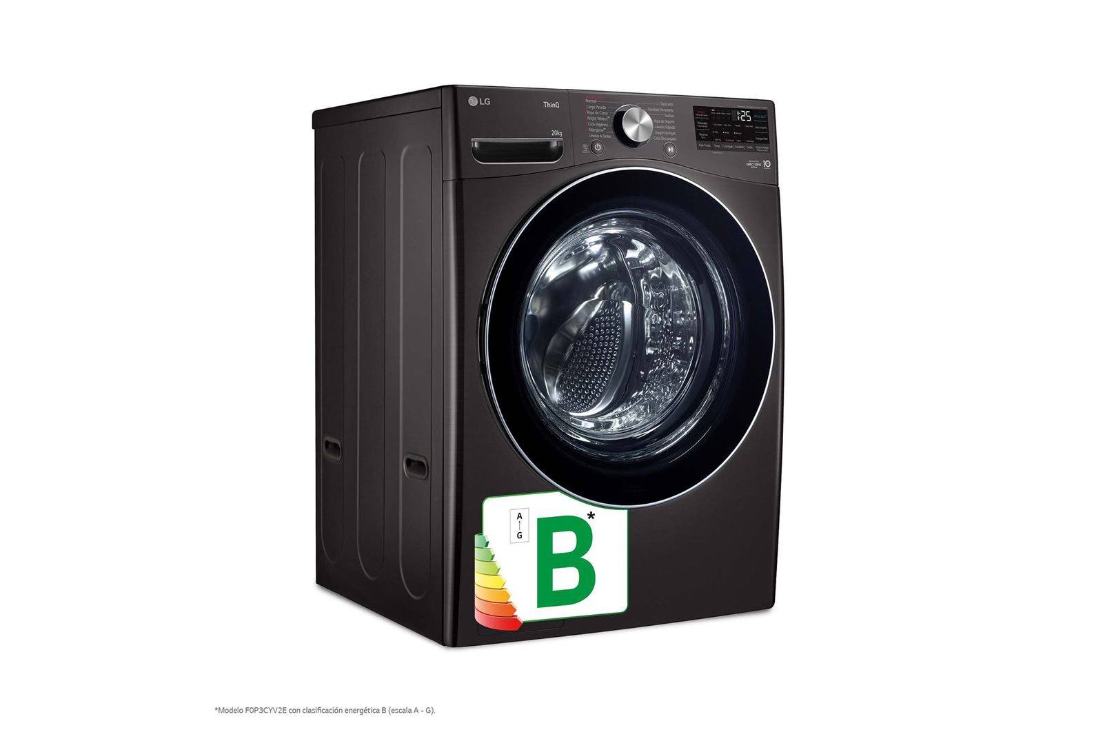 LG Lavadora inteligente AI Direct Drive. TurboWash 360º, 20kg ,  1000rpm B, Inox antihuellas, Serie XXL, F0P3CYV2E