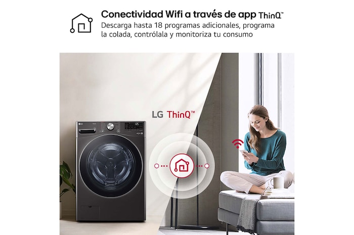 LG Lavadora inteligente AI Direct Drive. TurboWash 360º, 20kg ,  1000rpm B, Inox antihuellas, Serie XXL, F0P3CYV2E