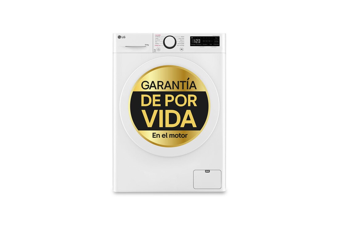 LG Lavasecadora inteligente AI Direct Drive TM, Vapor 9/6kg, 1400rpm, Un 10% más eficiente que A(lavado) /D(secado) Blanca, Serie 500 , F4DR5009A3W
