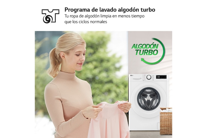 LG Lavasecadora inteligente AI Direct Drive TM, Vapor 9/6kg, 1400rpm, Un 10% más eficiente que A(lavado) /D(secado) Blanca, Serie 500 , F4DR5009A3W