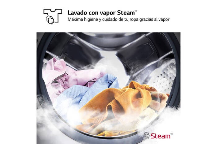 LG Lavasecadora inteligente AI Direct Drive TM, Vapor 9/6kg, 1400rpm, Un 10% más eficiente que A(lavado) /D(secado) Blanca, Serie 500 , F4DR5009A3W
