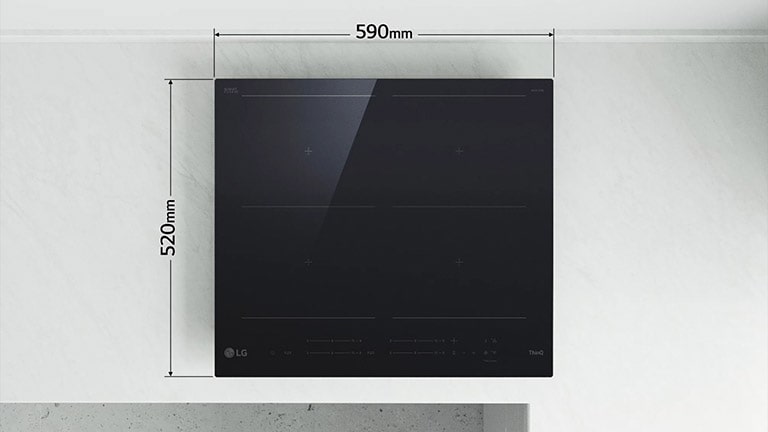 Esta imagen muestra las dimensiones de la placa de inducción.