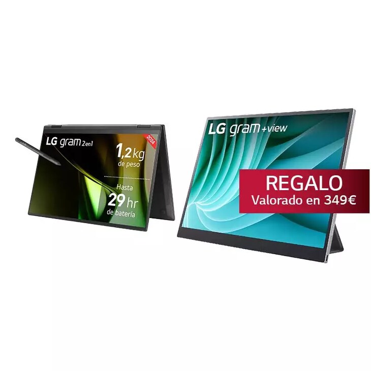 LG gram 2 en 1 14T90S + Monitor Portátil LG +view 16MR70/ i7/ 32GB/ 1TB SSD, 14T90S-G.AA75Z
