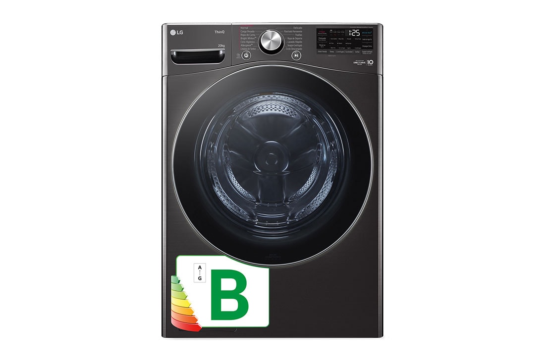 LG Lavadora inteligente AI Direct Drive. TurboWash 360º, 20kg , 1000rpm B, Inox antihuellas, Serie XXL, F0P3CYV2E.OBSEXC