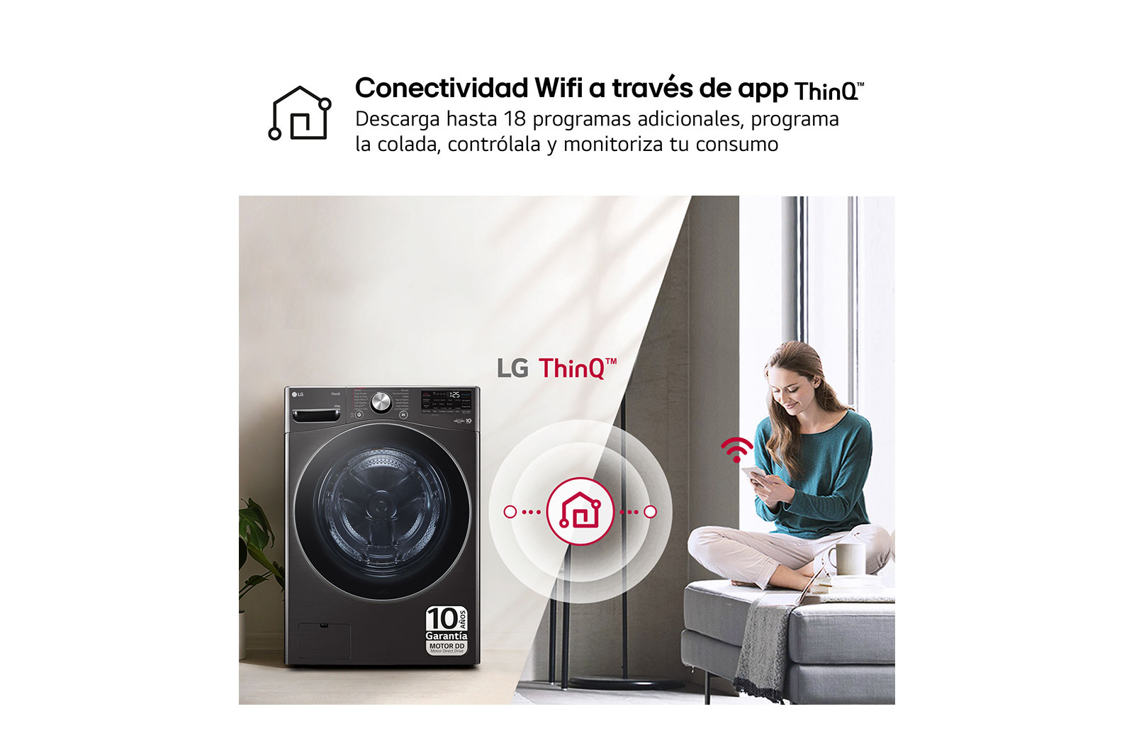 LG Lavadora inteligente AI Direct Drive. TurboWash 360º, 20kg , 1000rpm B, Inox antihuellas, Serie XXL, F0P3CYV2E.OBSEXC