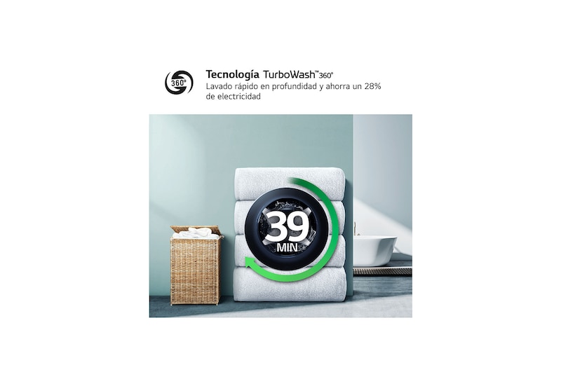 LG Lavadora inteligente AI Direct Drive. TurboWash 360º, 20kg , 1000rpm B, Blanca, Serie XXL, F0P3CYV2W.OBSEXC