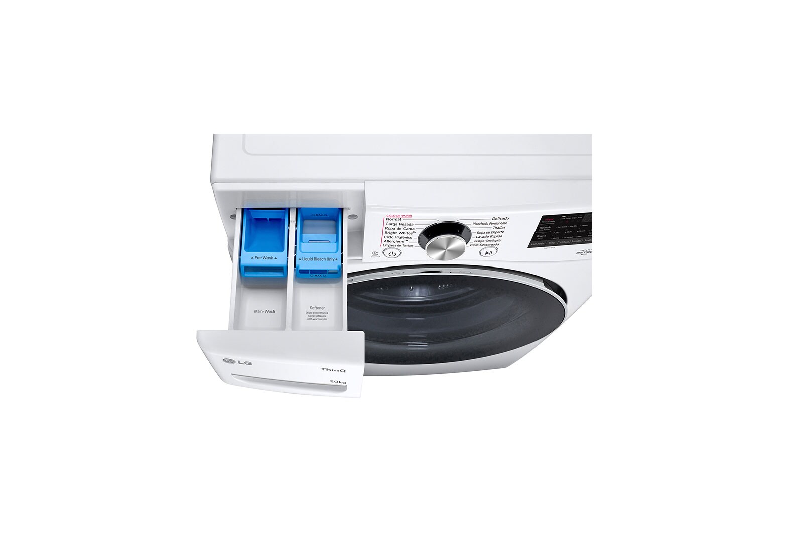 LG Lavadora inteligente AI Direct Drive. TurboWash 360º, 20kg , 1000rpm B, Blanca, Serie XXL, F0P3CYV2W.OBSEXC